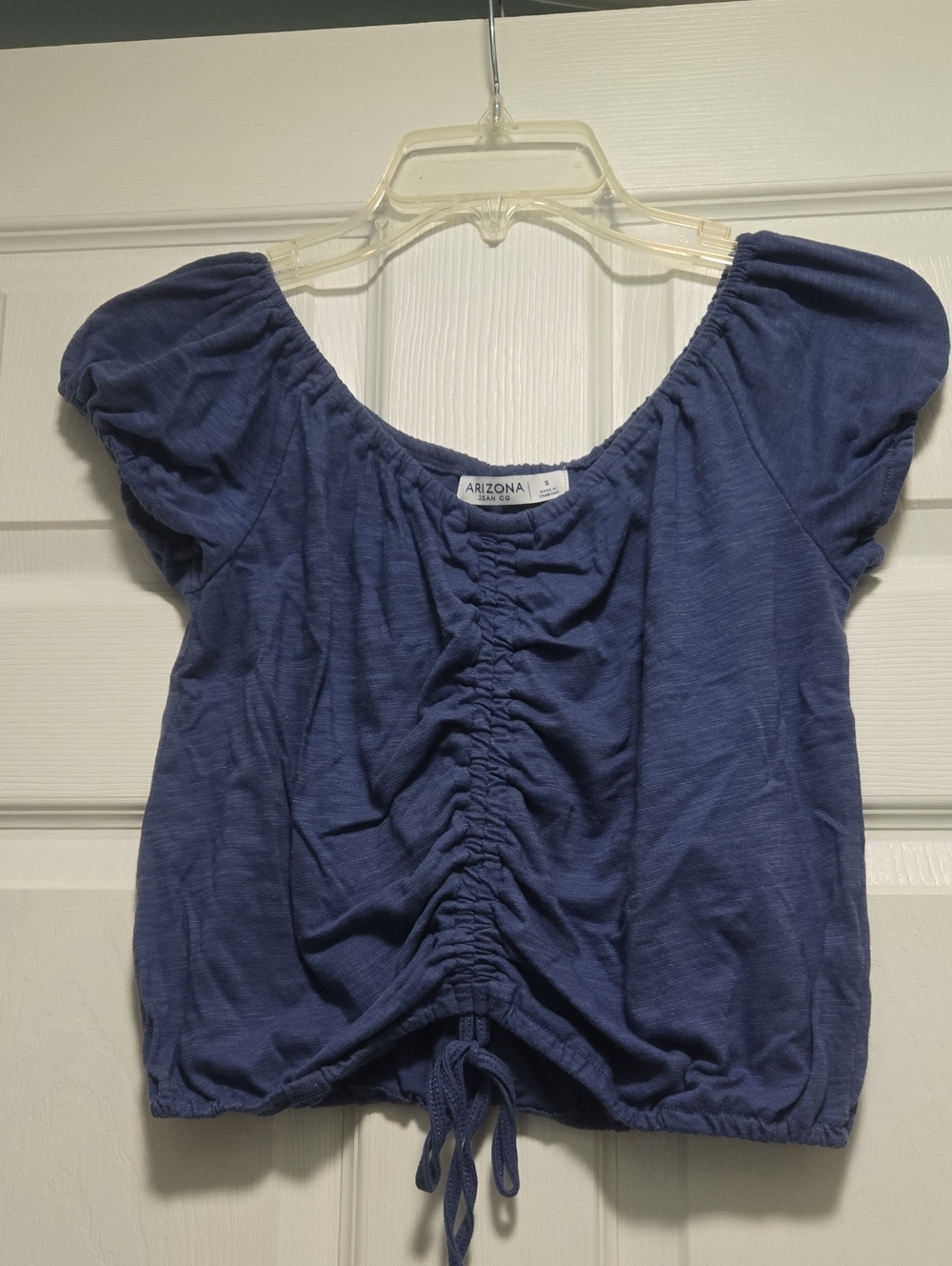 Arizona Jean Company Navy Blue Ruched Drawstring Crop Top